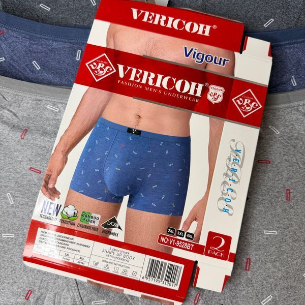 Чоловічі Боксери (Бавовна+Бамбук) Vericoh 2XL-4XL V1-9528BT фото 5
