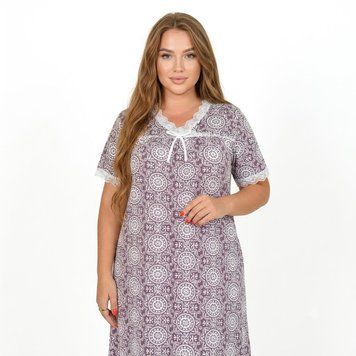 Жіноча Нічна Сорочка Plus Size (Коричнева) Xue Li Xiang XL-5XL 632-0B фото 1