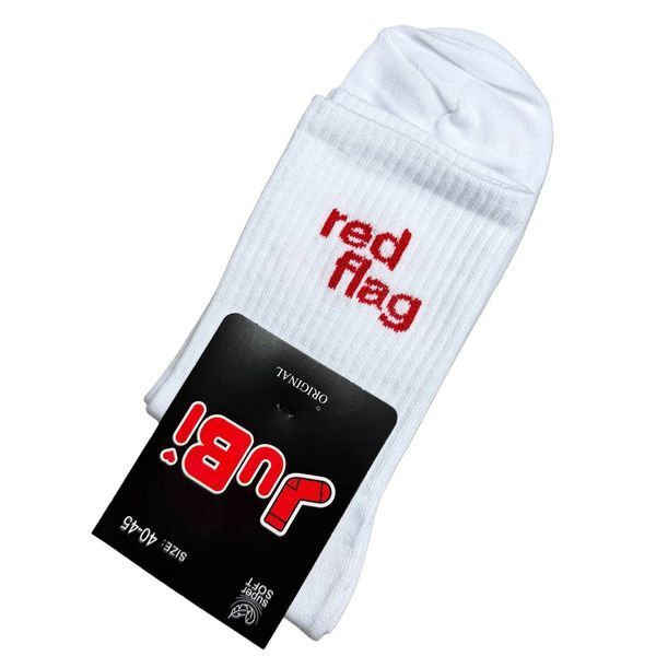 Белые Мужские Молодёжные Носки "Red flag" JUBI 40-45 JB001-258W фото 2